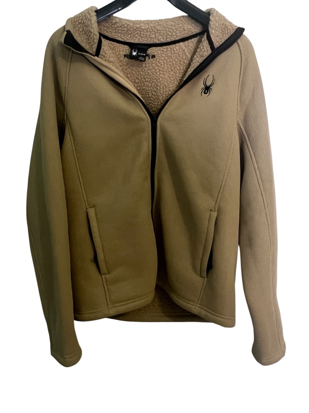 Spyder Men’s Tan Sherpa-Lined Fleece Jacket Size Medium